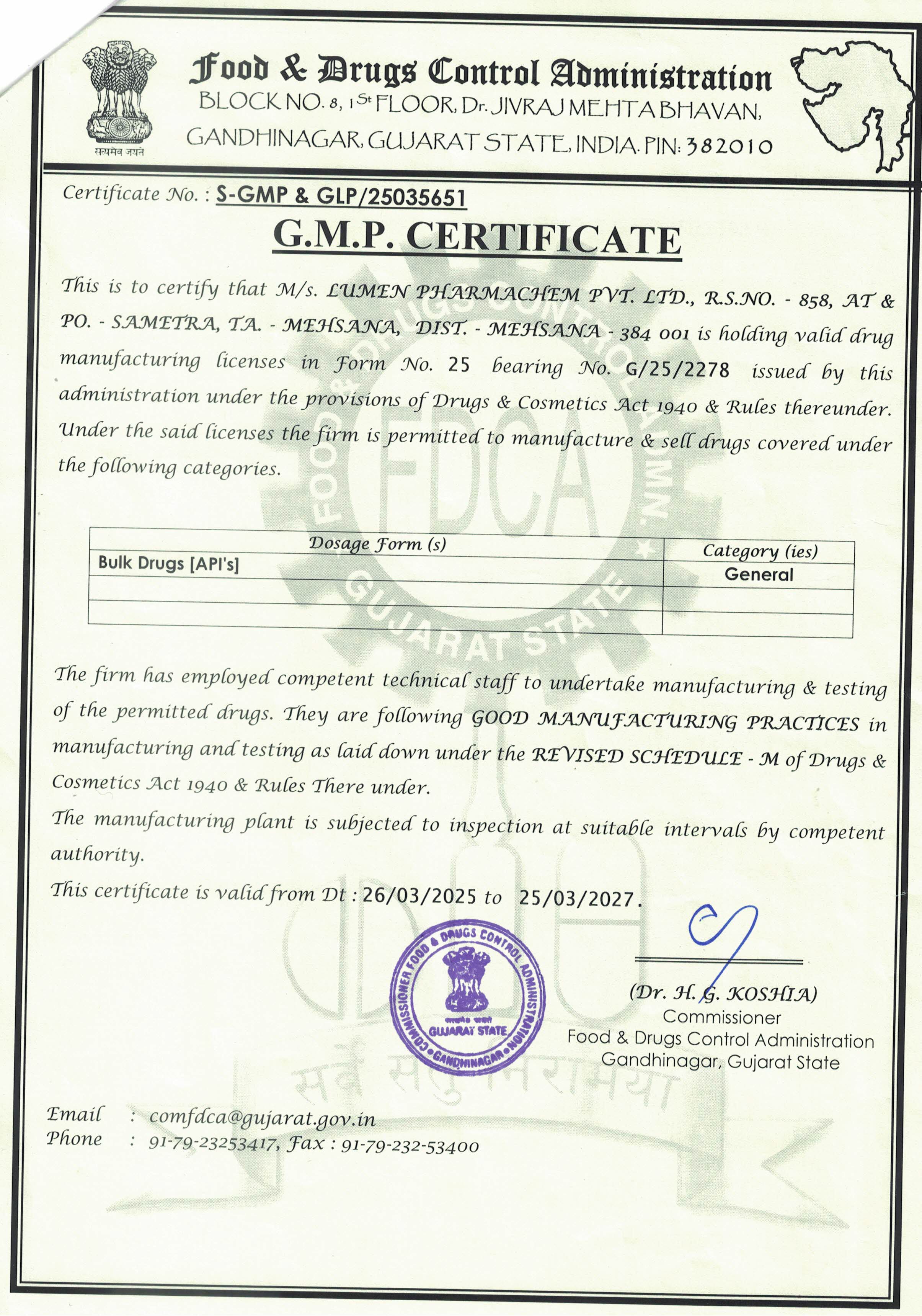 GMP-CERTIFICATE
