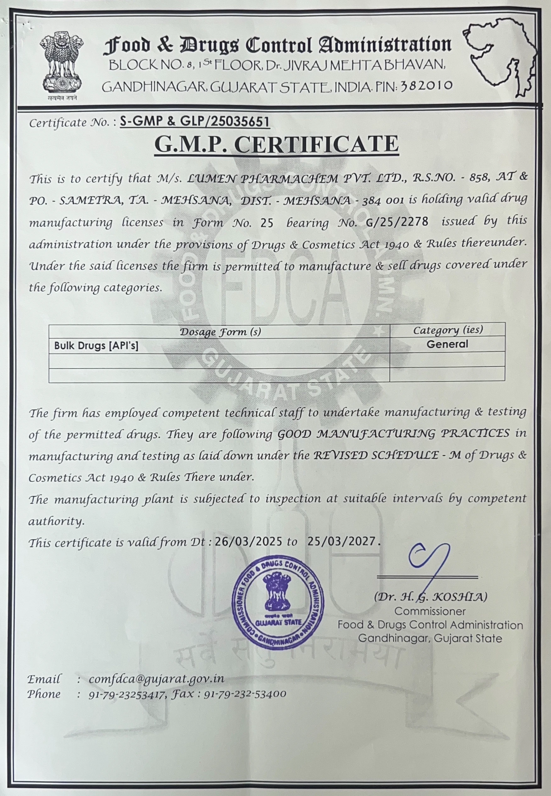 GMP-CERTIFICATE
